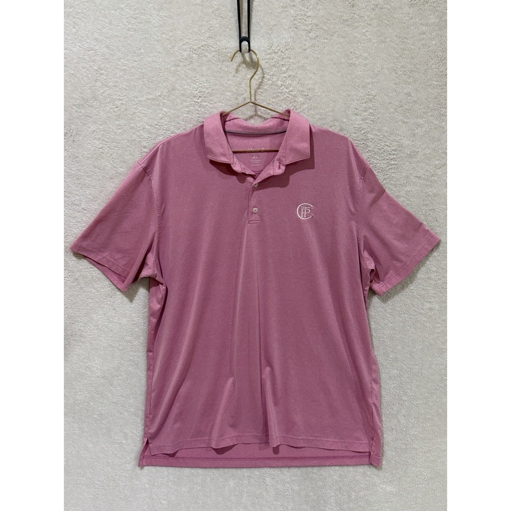 Johnnie-O Polo Shirt Mens XL Pink Golf Performance Stretch Chatham Hills Logo